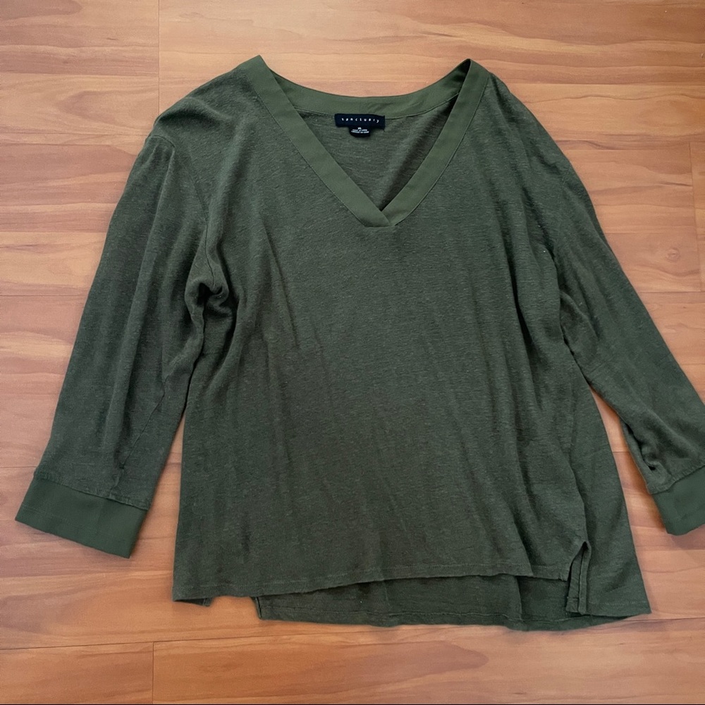2 for 1 sanctuary 3/4 sleeve linen v neck shirt